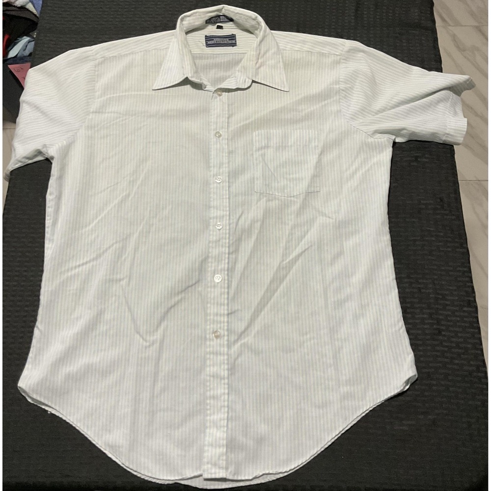 Vintage Mervyn's Men's Collection Shirt Mens Large Blue Striped Short Sleeve